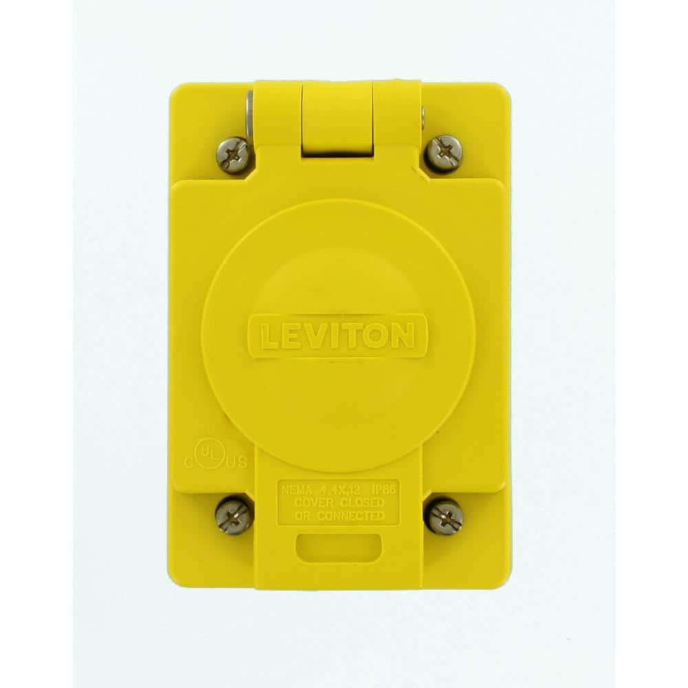 Yellow Thermoplastic Industrial Grade Watertight Outlet with Cover