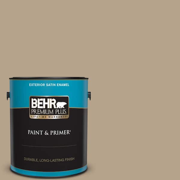BEHR PREMIUM PLUS 1 gal. #ECC-53-2 Wild Rye Satin Enamel Exterior Paint & Primer