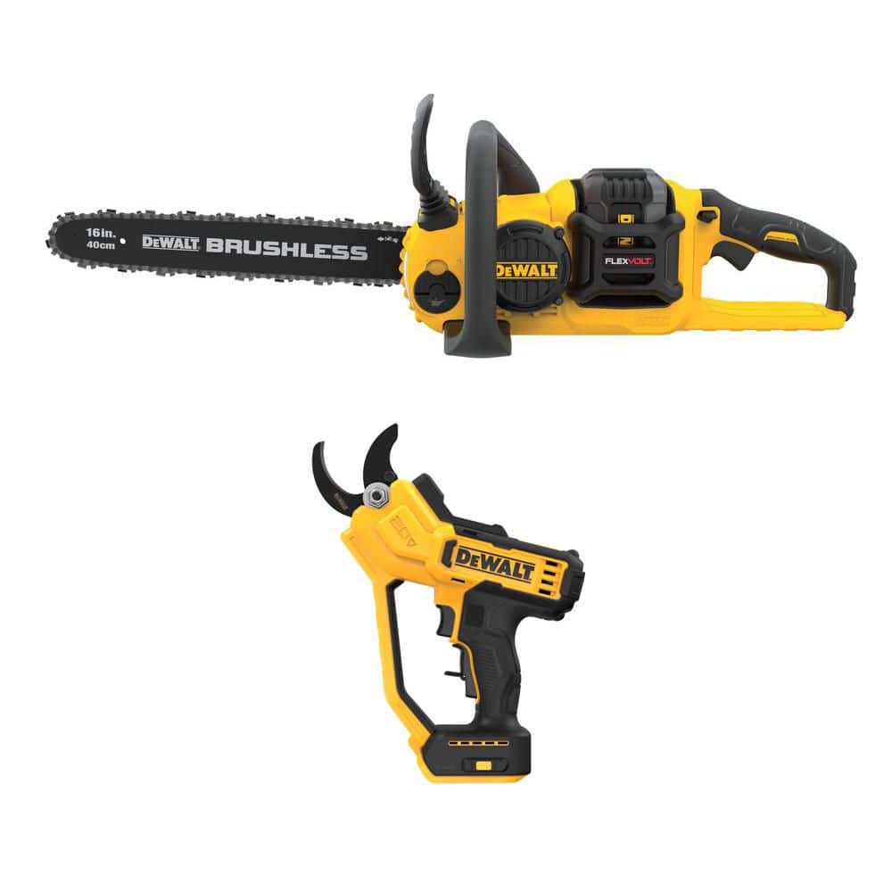 FLEXVOLT 60V MAX 16in. Brushless Cordless Battery Powered Chainsaw Kit and 20V Cordless Pruner w/ 2 Ah Battery & Charger price history on PriceWatchPro