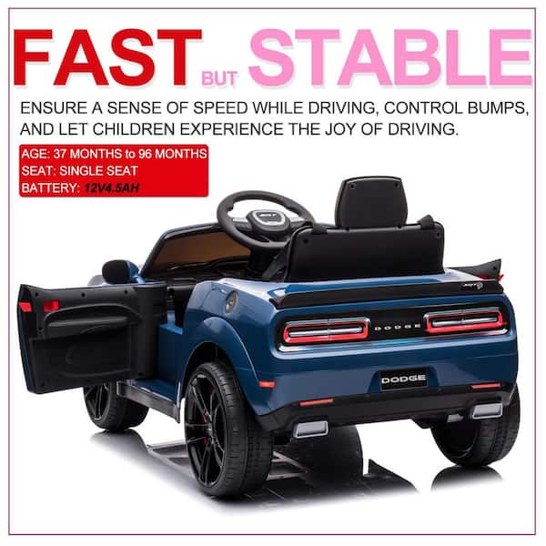 Garvee Kids Electric Car 12 Volt Licensed Dodge Challenger Ride on Toy Baby Car Electric Vehicle Battery Powered w Remote Blue PTO 0ZANJQT9 The Home Depot