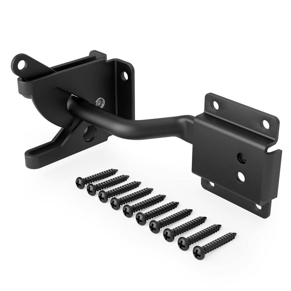 WINSOON 5.8 in. Black Iron SelfAdjusting Gate Latch with Screws