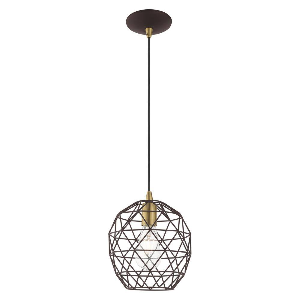 Bronze Geometric Globe Mini Pendant Light with LED