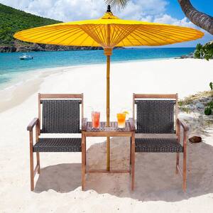 Rattan Patio Bench Acacia Wood Frame Table