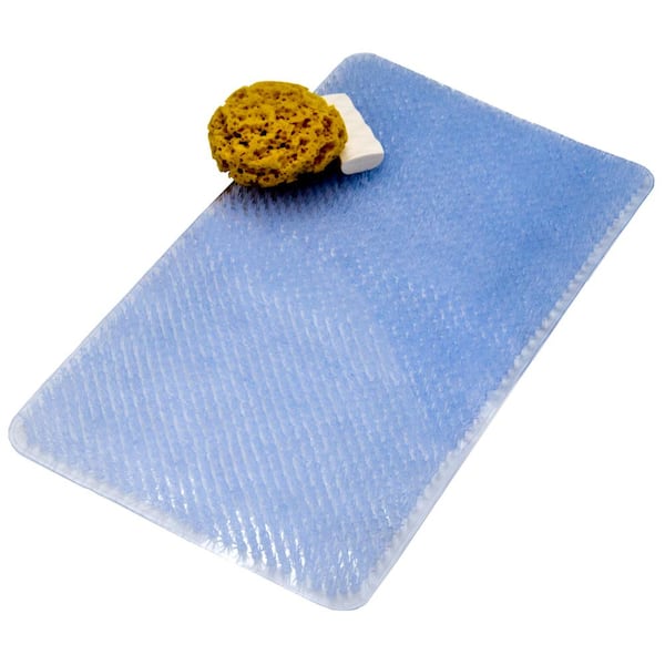 SlipX 14 in. x 26 in. Grassy Bath Mat in Clear