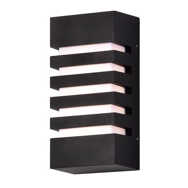 Jushua 1-Light Matte Black Outdoor Wall Lantern Sconce Aluminum and Acrylic with LED Dimmable Module