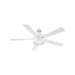 Whitehaven 52 in. Integrated LED Matte White 5-Blade Ceiling Fan with Remote Control