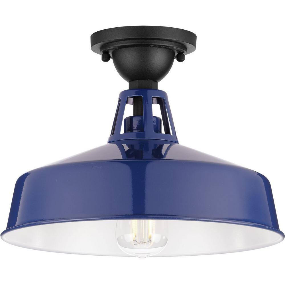 Navy Aluminum Farmhouse Semi-Flush Mount Light