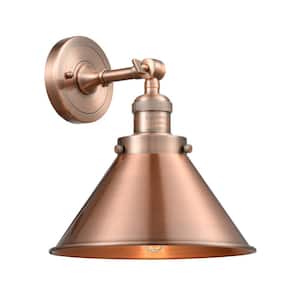 Briarcliff 10 in. 1-Light Antique Copper Wall Sconce with Antique Copper Metal Shade