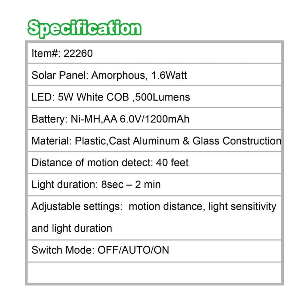 Black Solar Powered LED Motion Sensor Floodlight