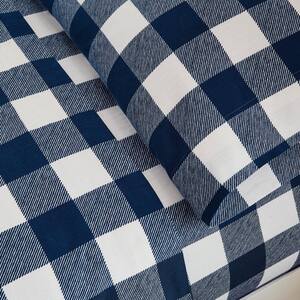 4-Piece Blue Gingham Check Plaid Cotton Flannel Full Sheet Set