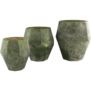 Muig Green Glass 3-Piece Candle Holder Set