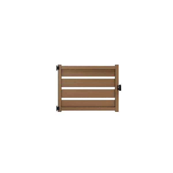 Composite Modern Horizontal Semi-Privacy Perimeter Gate (3.5 ft. H x 4 ft. W) Timber Brown
