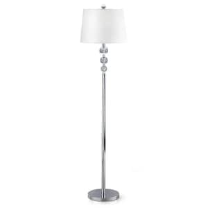 TARANTO 61 in. Chrome Finish Floor Lamp with Stack Crystal Balls