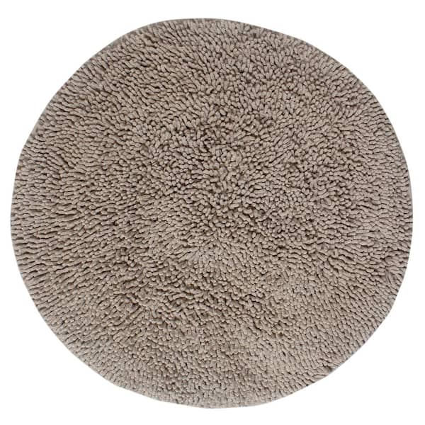 HOME WEAVERS INC Fantasia Collection 100% Cotton Tufted Non-Slip Bath Rugs, 25 in. x25 in. Round, Linen