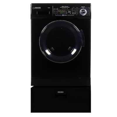 1.57 cu. ft. 23.5 in. High -Efficiency Vented/Ventless Electric All-in-One Washer Dryer Combo with Pedestal in Black