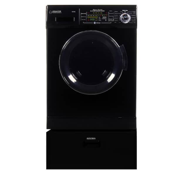 Equator 1.57 cu. ft. 23.5 in. High -Efficiency Vented/Ventless Electric All-in-One Washer Dryer Combo with Pedestal in Black