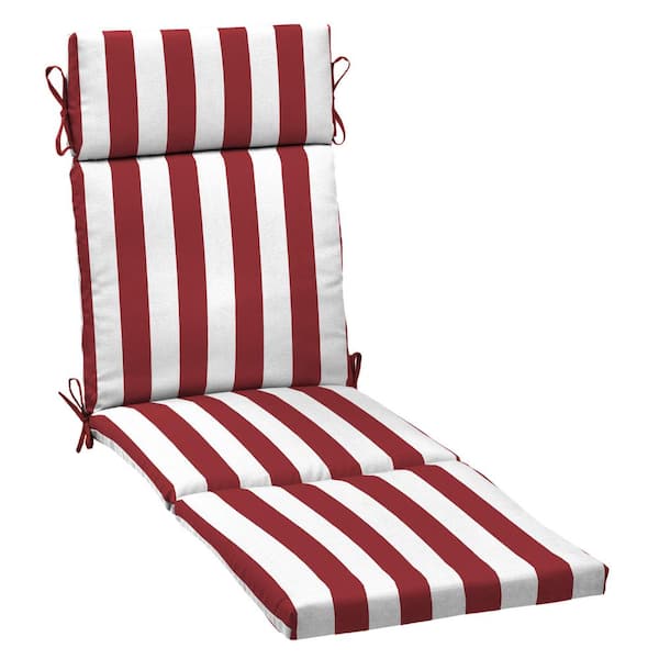 ARDEN 21 in. x 72 in. Outdoor Chaise Lounge Cushion in Ruby Red Cabana Stripe