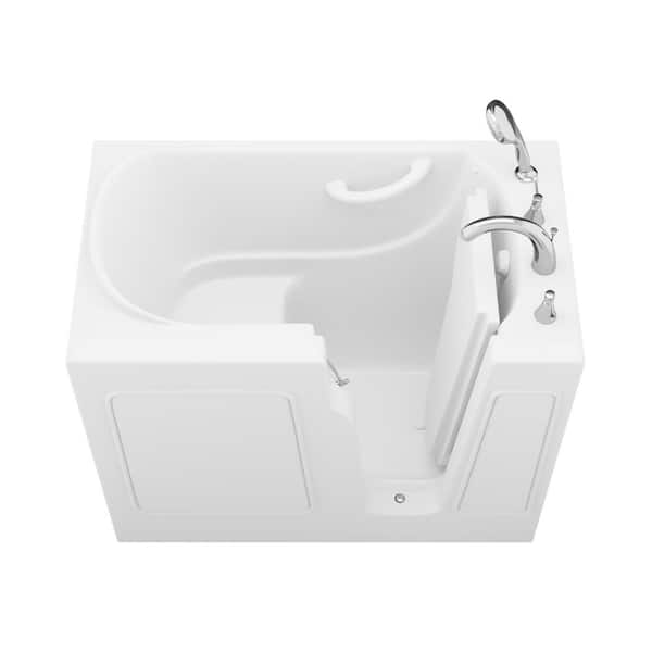WTHDX Series 46 in. x 26 in. Soaking Jetted Bathtub in White with Right Side Drain, Quick Fill Faucet, and ADA Seating