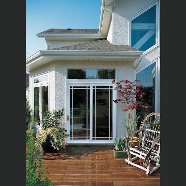 72 in. x 80 in. V-4500 White Vinyl Right-Hand 9 Lite Sliding Patio Door