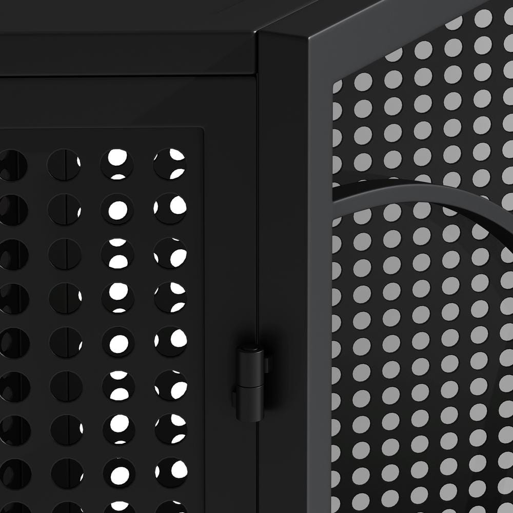 Medium Black Iron and Glass Pet Cage with Hexagonal Design