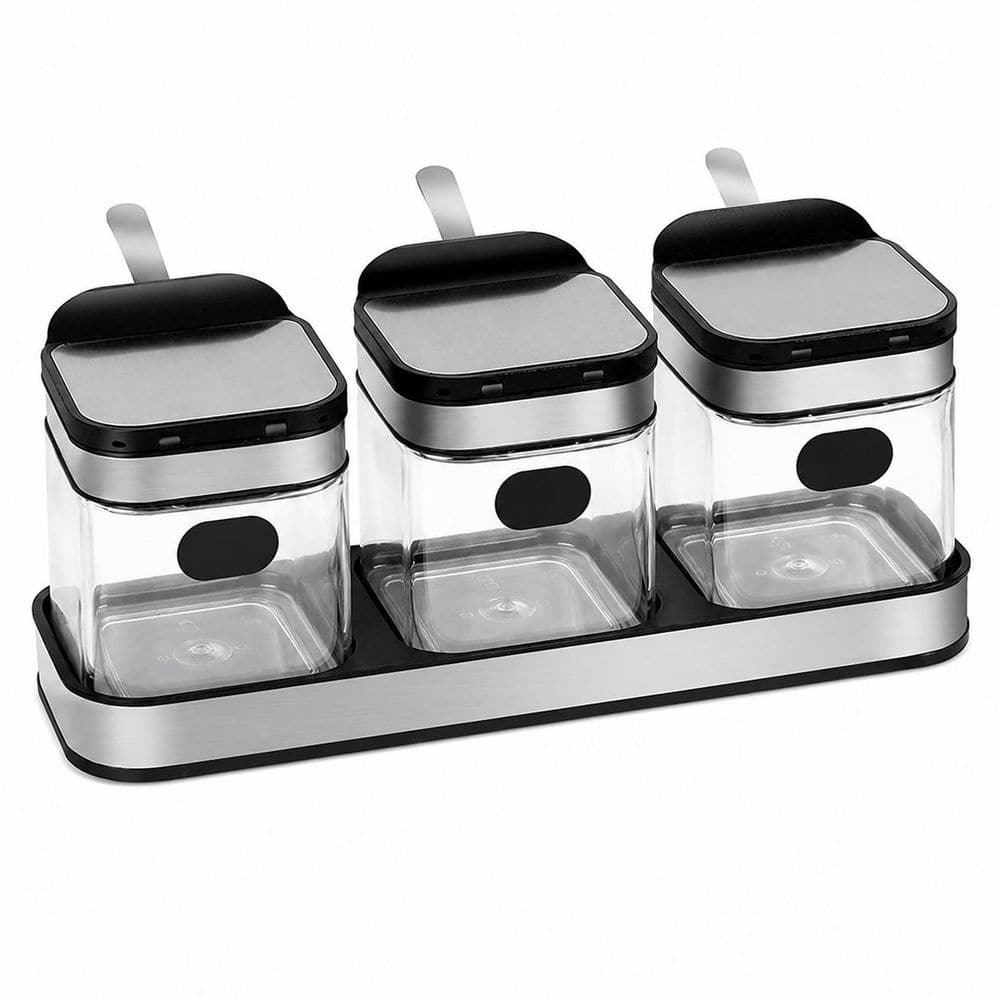 Clear Glass Condiment Jars with Stainless Steel Lids and Spoons, 10 oz, Set of 3 price history on PriceWatchPro