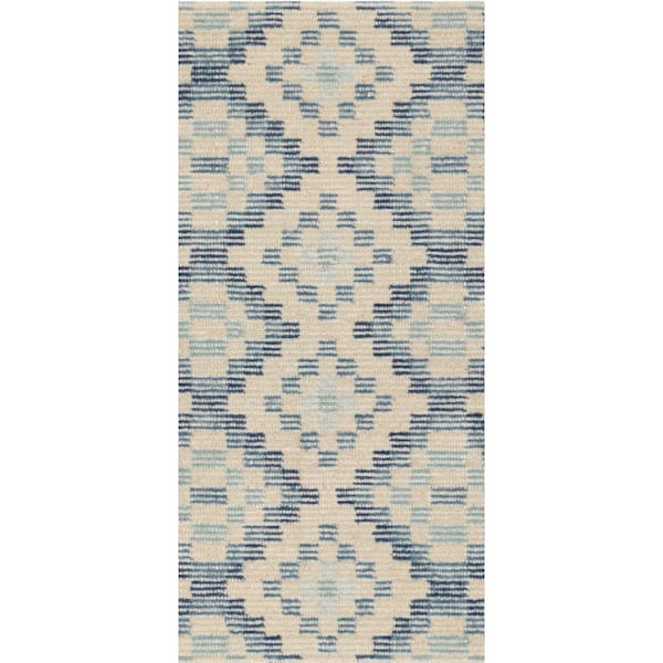 Diamond Cove Hand Tufted Wool Blue 3 ft. x 8 ft. Indoor Runner Rug
