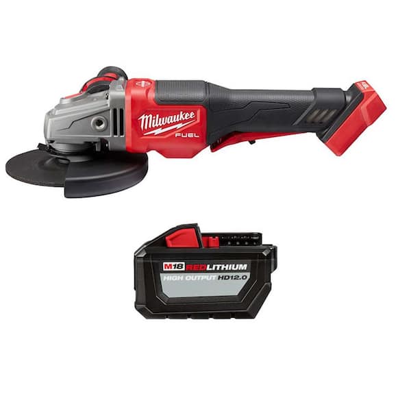 Milwaukee M18 FUEL 18-Volt Lithium-Ion Brushless Cordless 4-1/2 in./6 in. Braking Grinder w/Paddle Switch and 12.0Ah Battery