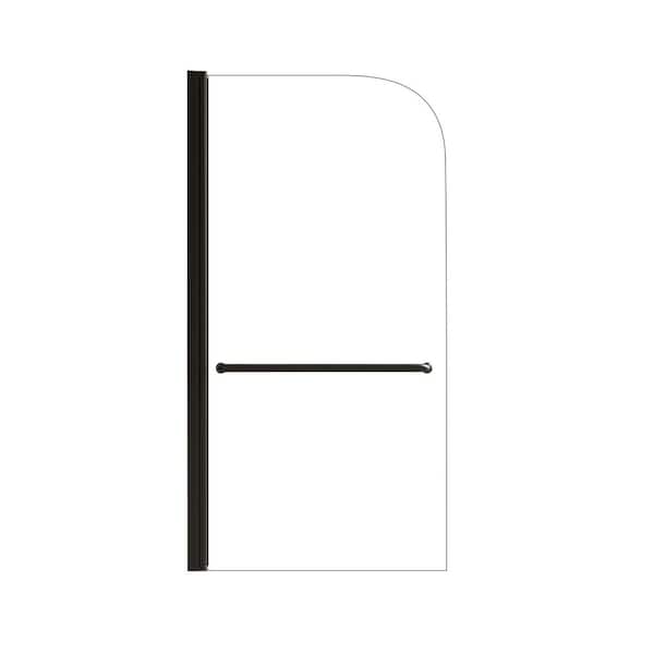 30 in. W x 58 in. H Pivot Tub Door in Matte Black with Clear Glass