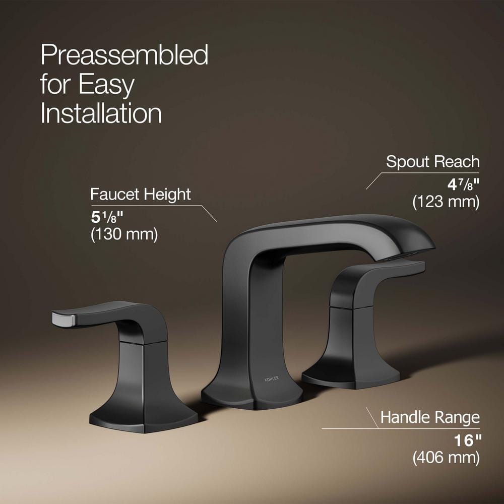 Matte Black Double Handle Widespread Bathroom Faucet