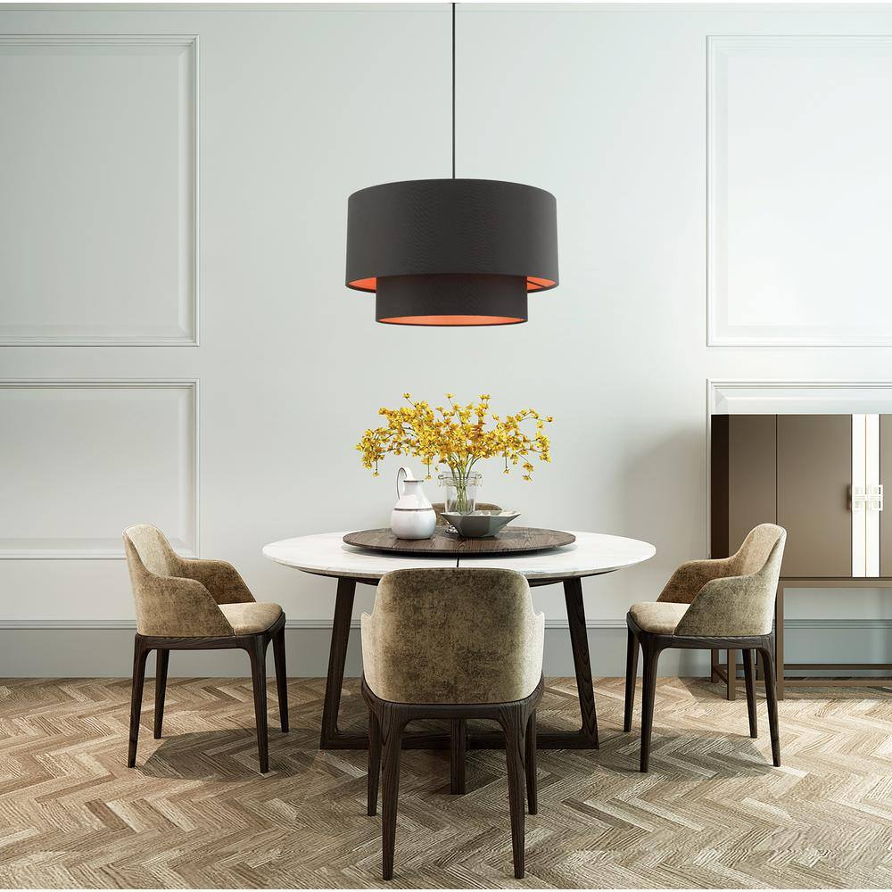 Sentosa Modern Black 3-Light Indoor/Outdoor Drum Pendant