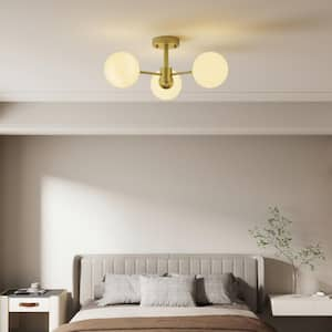 Raleigh 21 in. 3-Light Gold Modern Minimalist Dimmable Semi- Flush Mount