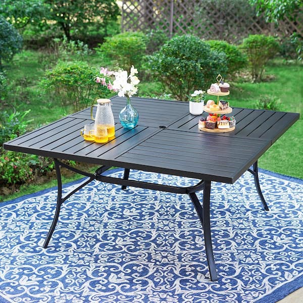 PHI VILLA 9-Piece Metal Outdoor Dining Set with Square Table