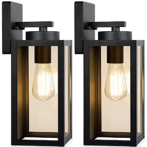 Farmhouse 12.8 in. Black Indoor/Outdoor Hardwired Coach Sconce with No Bulbs Included 2-Pack