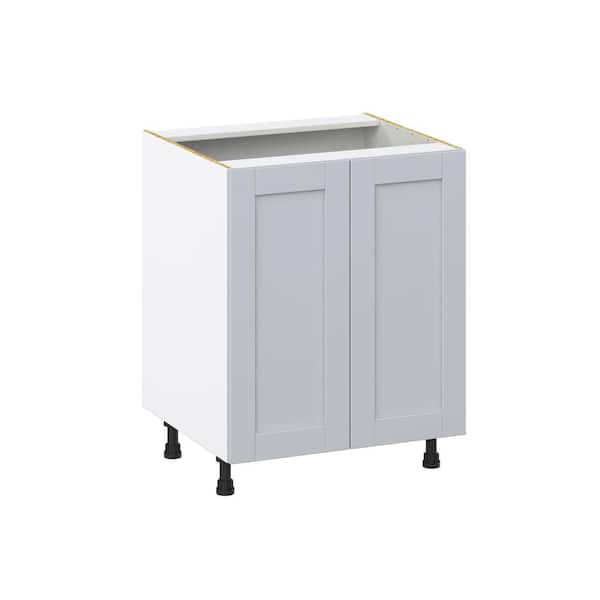 J COLLECTION Milton 27 in. W x 24 in. D x 34.5 in. H Assembled Shaker Sink Base Kitchen Cabinet in Light Gray