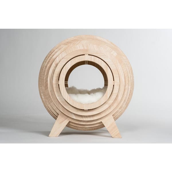 MAU LIFESTYLE Medium Strato Wooden Sphere Cat Bed Cave