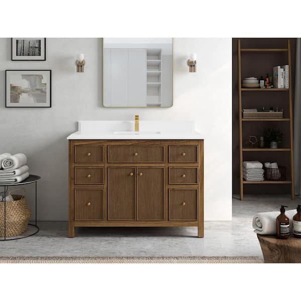 EcoDecors Significado 36 in. L Teak Vanity Cabinet Only in Natural Teak  ST-BT-36-1 - The Home Depot