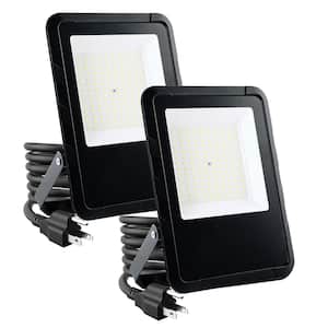 10000 LM 100 W Black Aluminium Outside Plug-in Integrated LED Landscape Flood Light with IP65,6500K Color Temp.(2-Pack)