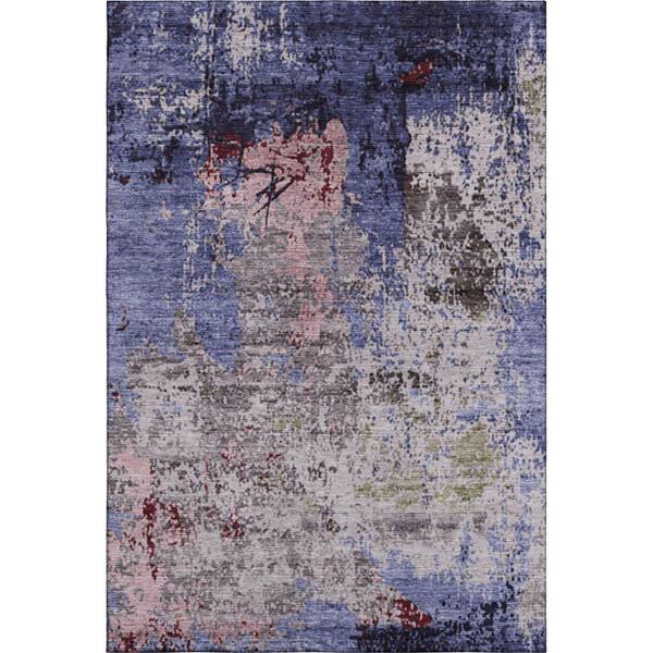Mayfield Premium Machine Washable Abstract AMF1911 Plum 3 ft. x 4 ft. Area Rug