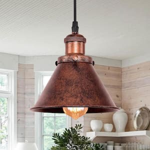 BARN 1-Light Copper Hanging Barn Pendant Light with Cone Metal Shade and 78" Adjustable Cord (1-Pack)