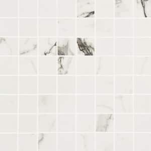 Saroshi Statuario Venato 11.81 in. x 11.81 in. Matte Porcelain Floor and Wall Mosaic Tile (0.96 sq. ft./Each)