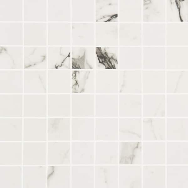 Ivy Hill Tile Saroshi Statuario Venato 11.81 in. x 11.81 in. Matte Porcelain Floor and Wall Mosaic Tile (0.96 sq. ft./Each)