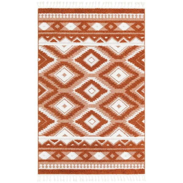Unique Loom Boho Gigi Rust Red 5 ft. 3 in. x 8 ft. Area Rug