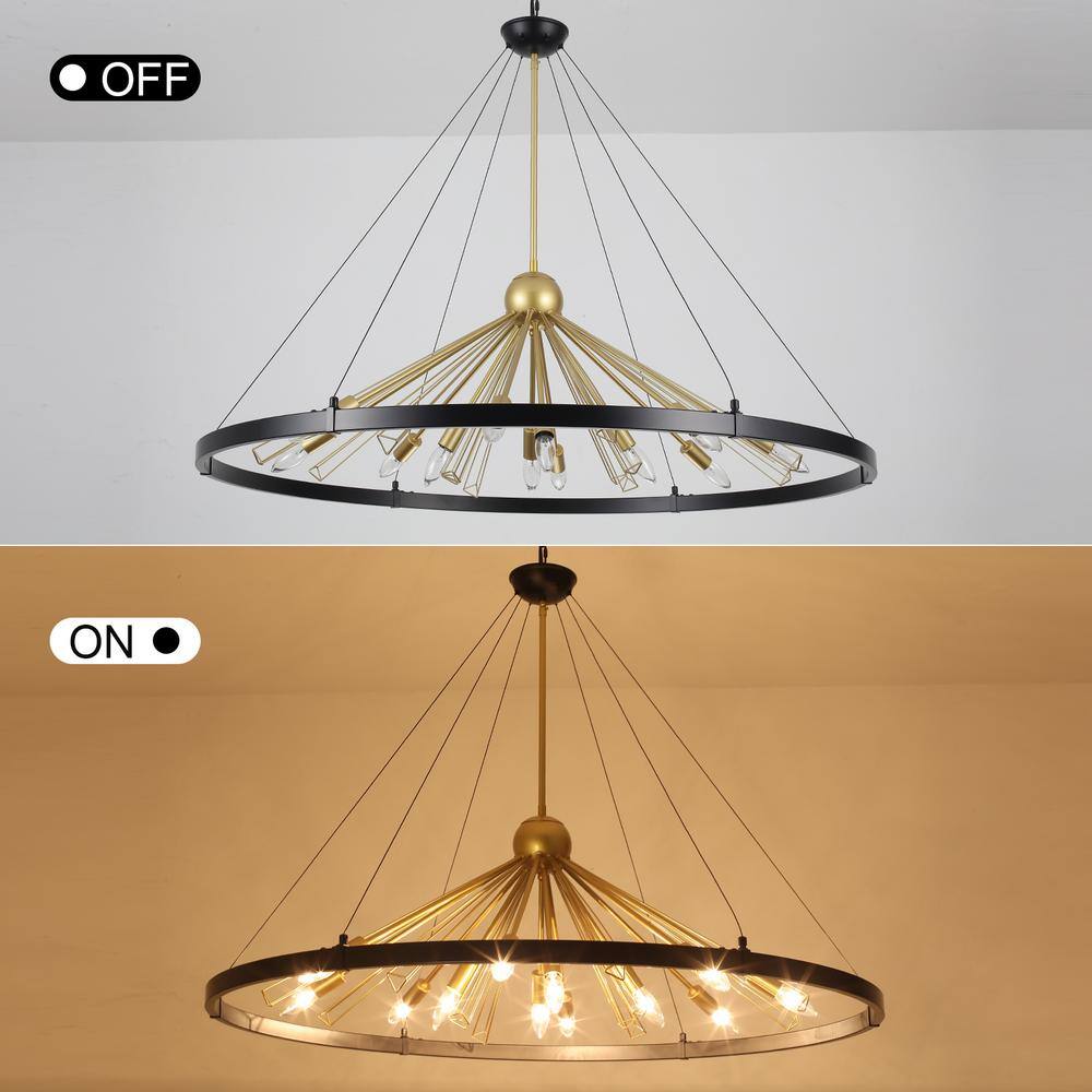 Kinzah 12 - Light Dimmable Wagon Wheel Chandelier
