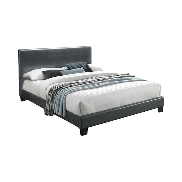 SIMPLE RELAX Faux Grey Leather Upholstered Full Size Bed