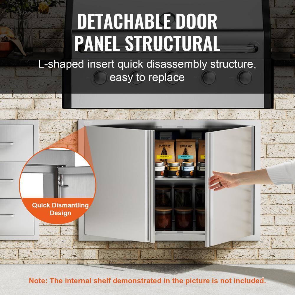 Stainless Steel Double Outdoor Kitchen Access Door, 36x24 Inch