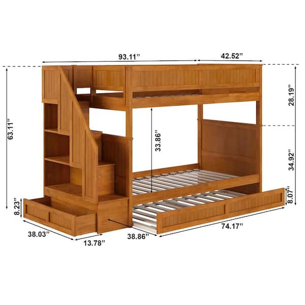 AFI Dover Light Toffee Natural Bronze Solid Wood Frame Twin
