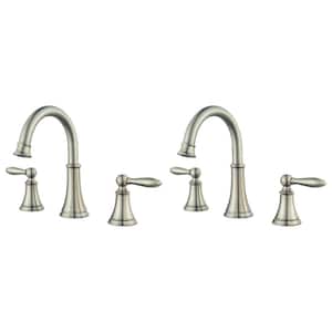 Courant 8 in. Widespread 2-Handle Bathroom Faucet in Brushed Nickel (2-Pack Combo)