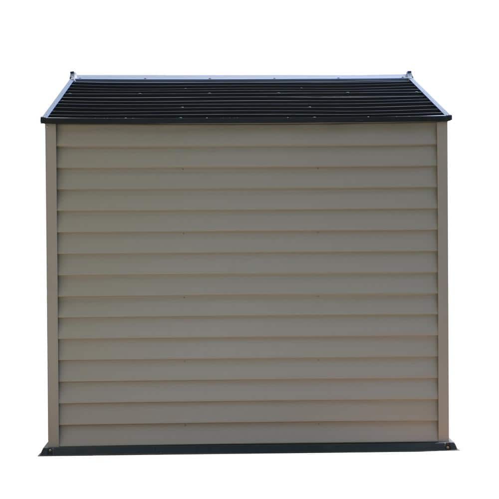 Gray 8' x 10' Vinyl Storage Shed with Shelving and Windows