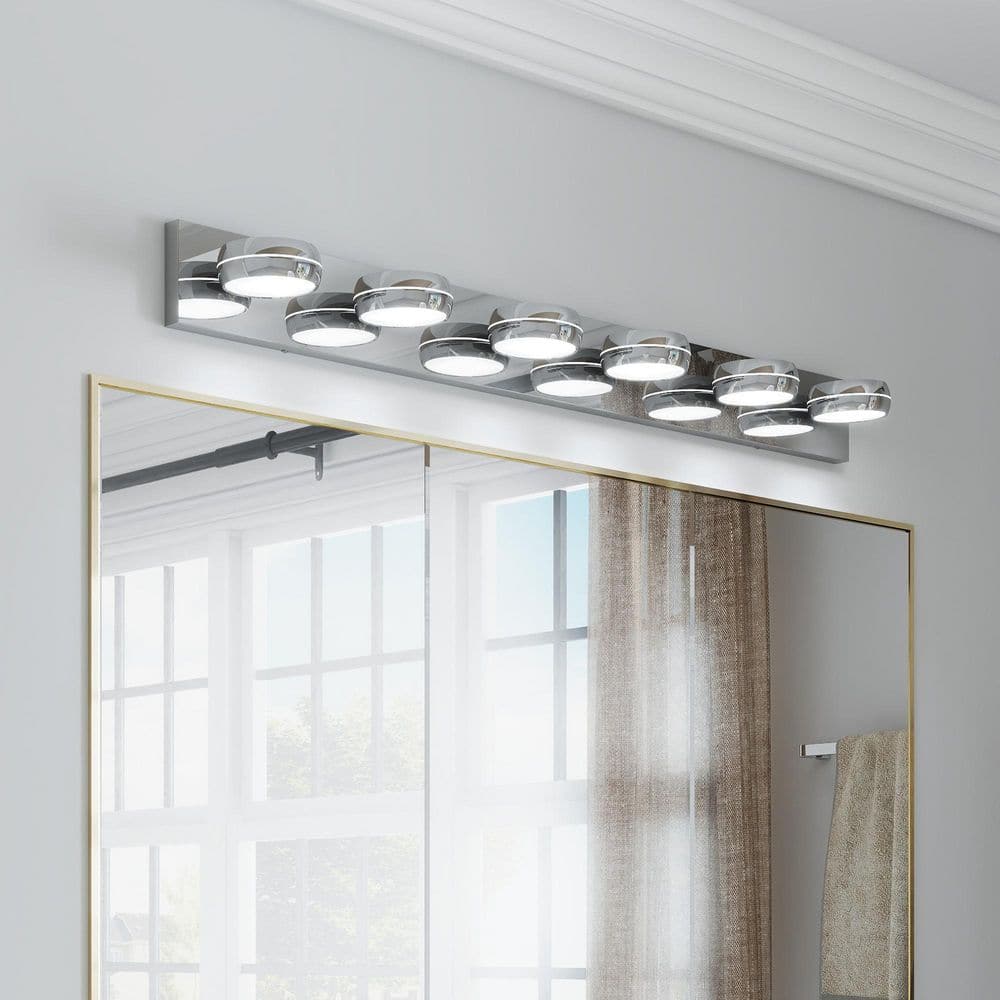 43 in. Modern Chrome 6-Light LED Vanity Light for Bathroom Mirror with Rotatable Stainless Steel Design, Hardwired price history on PriceWatchPro