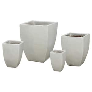14, 18.5, 22, 29 in. H Ceramic SQ Planters S/4, White